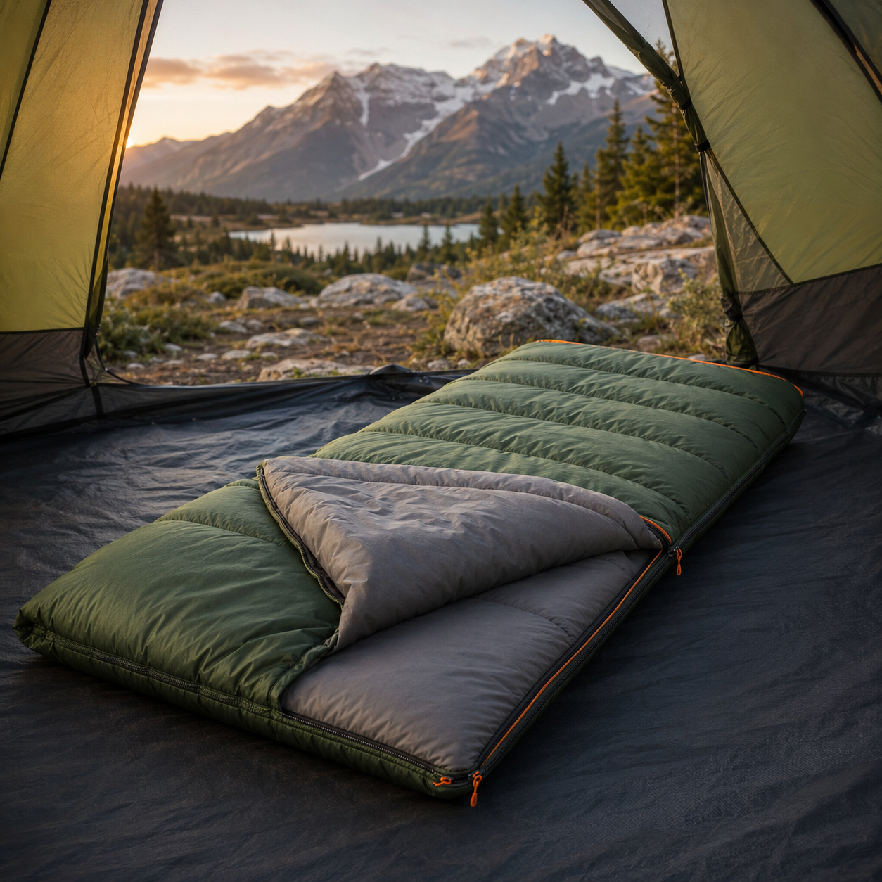 Four-season envelope camping sleeping bag