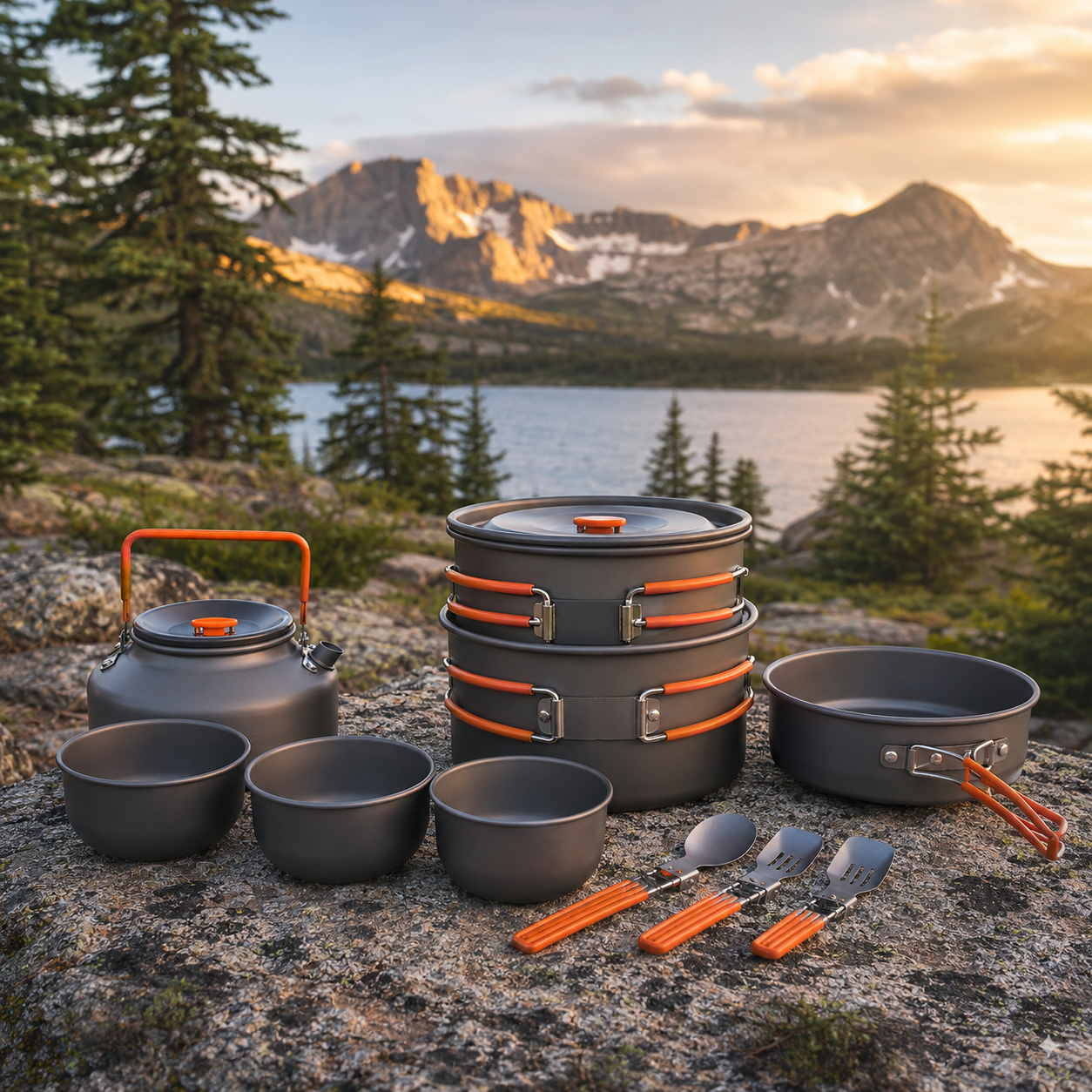 Anodized Aluminum Camping Cookware Kit – main product image